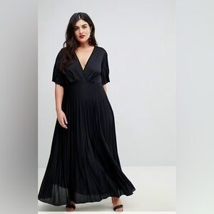 Asos Curve Kimono Pleated Maxi Skater Dress